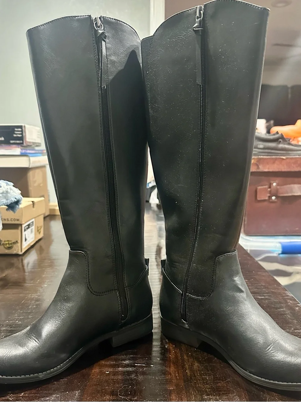 Womens Universal Thread Co. Faux Leather Black Knee High Boots Size 8.5